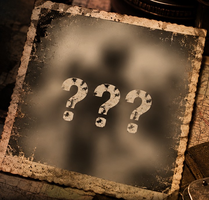 An obscured evidence photograph marked with question marks